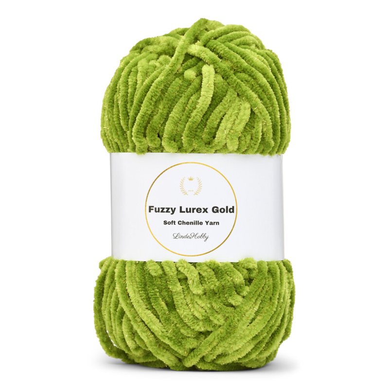 LindeHobby Fuzzy Chenille Gold Lurex 32 Verde hierba