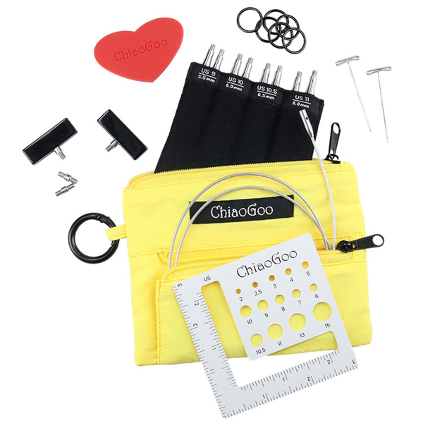 ChiaoGoo Set de Agujas Circulares Intercambiables Twist Yellow Shorties, Large, 8 cm
