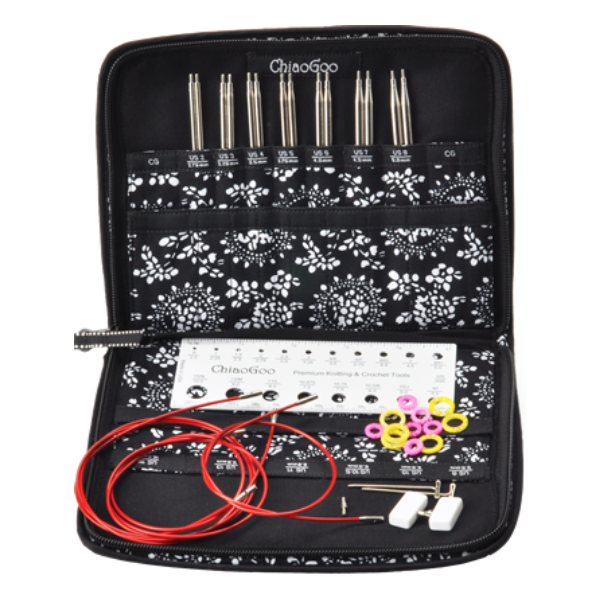 ChiaoGoo Set de Agujas Circulares Intercambiables Twist Red Lace, Small, 13 cm