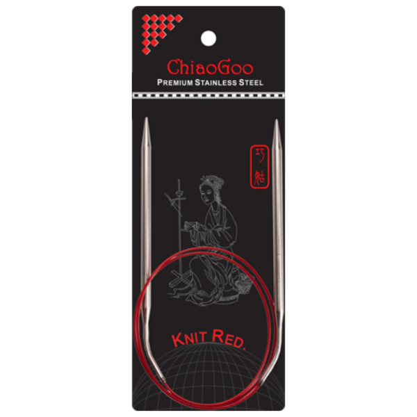 ChiaoGoo Agujas Circulares Knit Red Acero Inoxidable (23-100 cm) 80 cm