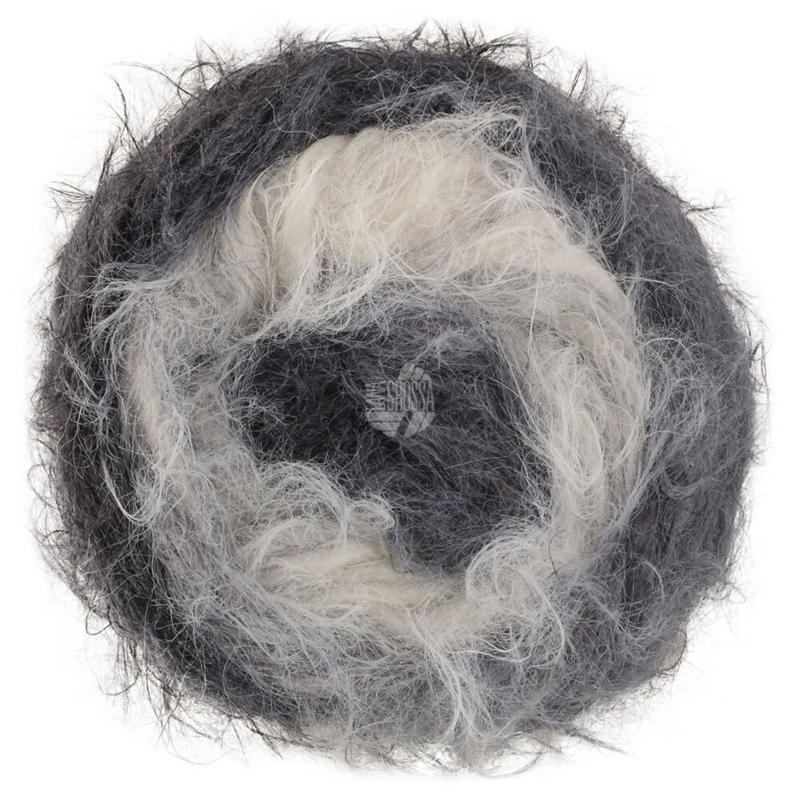 Lana Grossa Basta Mista 109 Blanco/Gris claro/Gris medio/Gris oscuro/Antracita