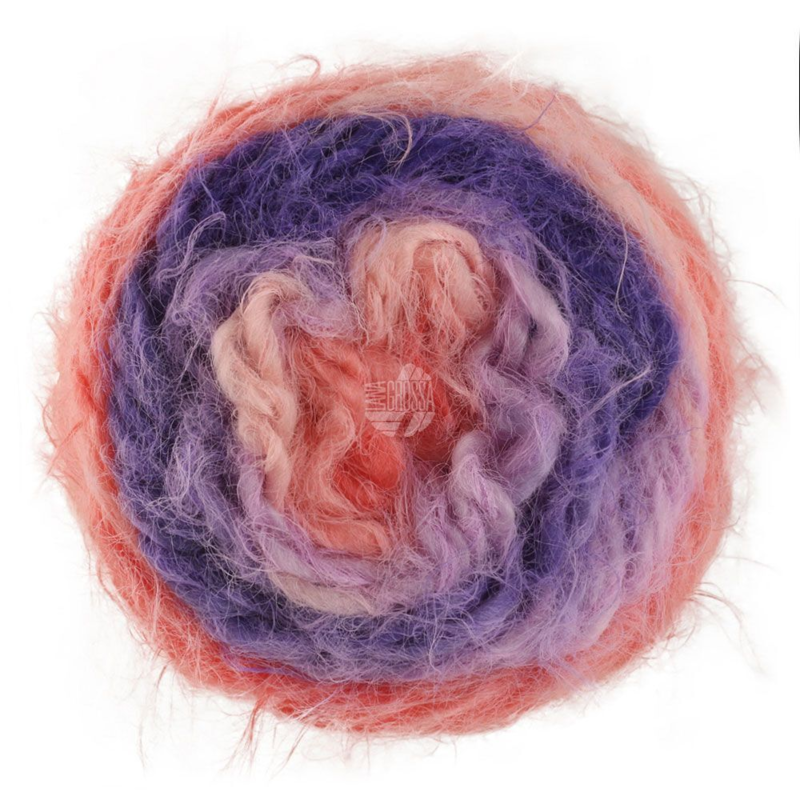 Lana Grossa Basta Mista 105 Rosa salmón/Rosa empolvado/Lila/Lila azul/Violeta