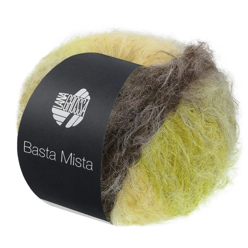 Lana Grossa Basta Mista 117 Marrón grisáceo/topo/amarillo/amarillo claro/verde oliva claro
