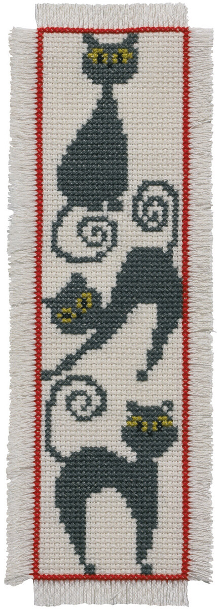 Kit de Bordado Marcador de Libros Gato 7 x 22 cm