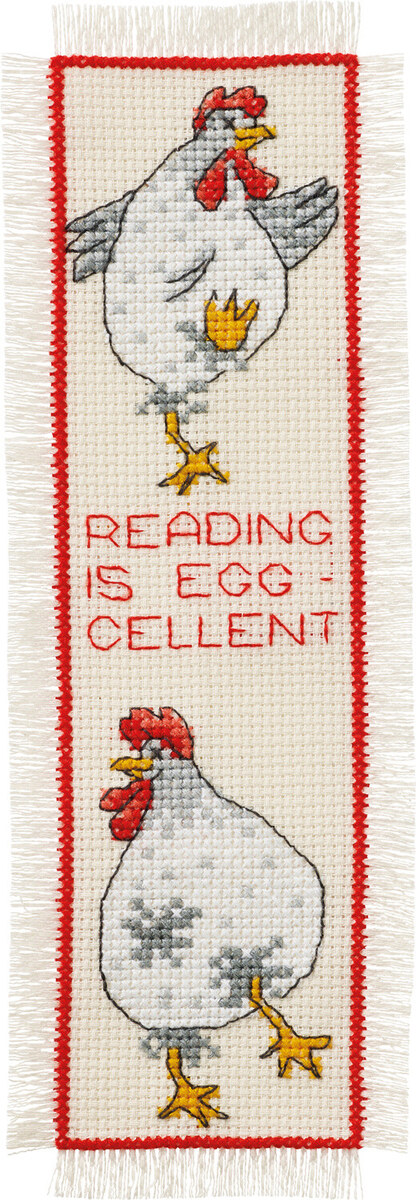 Kit de bordado Reading is Egg-cellent 7 x 22 cm