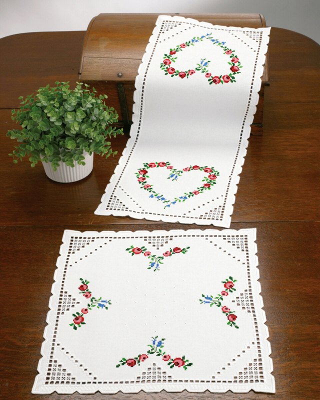 Kit de bordado Hardanger corazón 40 x 40 cm