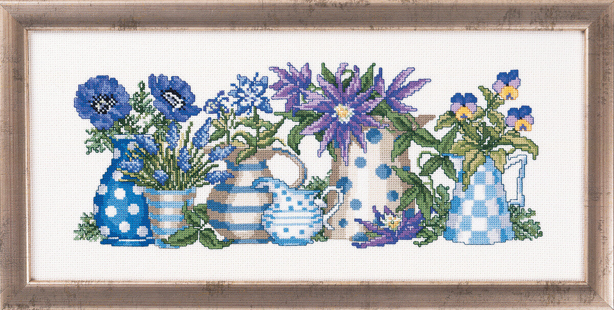 Kit de bordado Flores azules 38 x 17 cm R5355