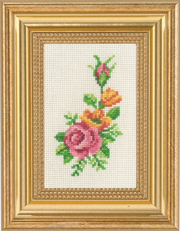 Kit de bordado Rosa y flores amarillas 9 x 14 cm