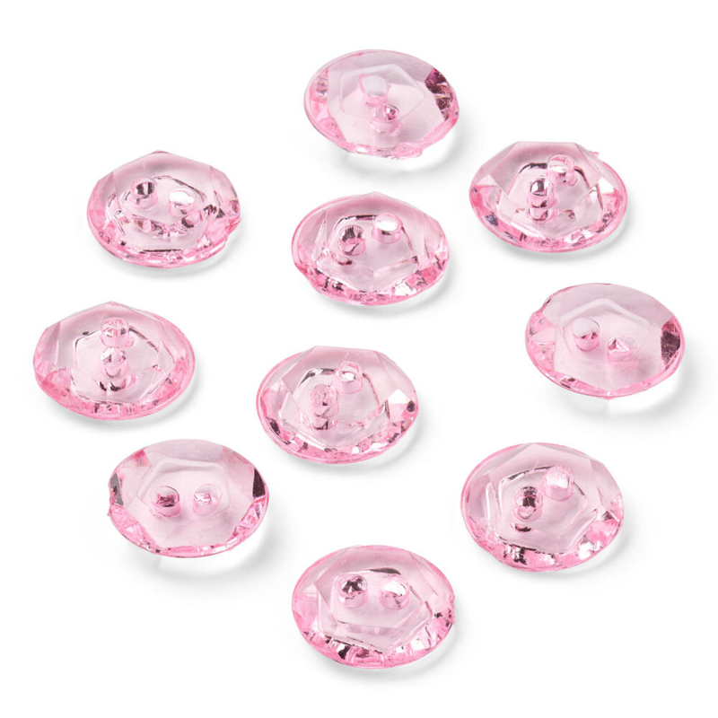 LindeHobby Botones de Cristal, Rosa, 12 mm, 10 uds