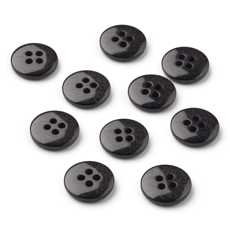 LindeHobby Botones con Purpurina, Negro, 12 mm, 10 uds