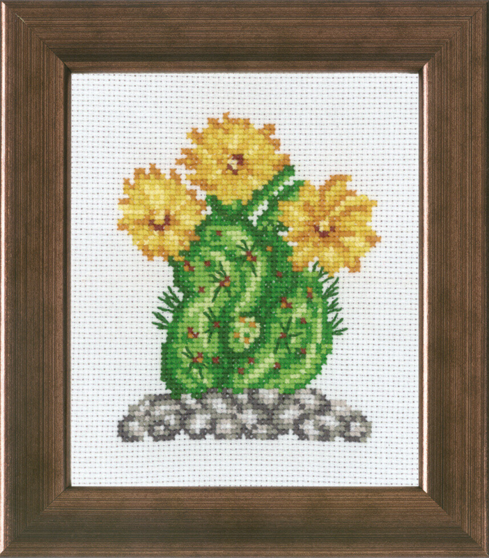 Kit de bordado Cactus c/ amarillo R5380 10 x 12 cm