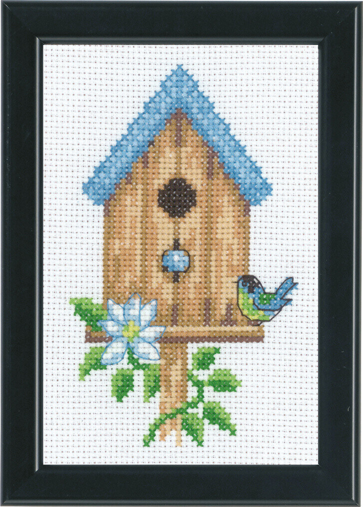Kit de Bordado Casas de Pájaros Beige 9 x 14 cm