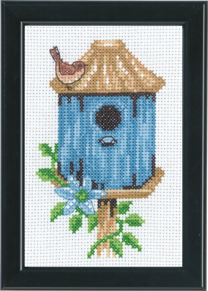 Kit de Bordado Casas de Pájaros Azul 9 x 14 cm