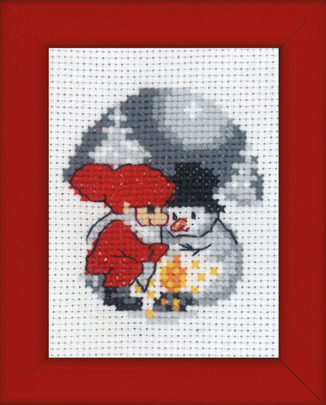Kit de bordado Muñeco de Nieve y Duende imagen 6 x 8 cm