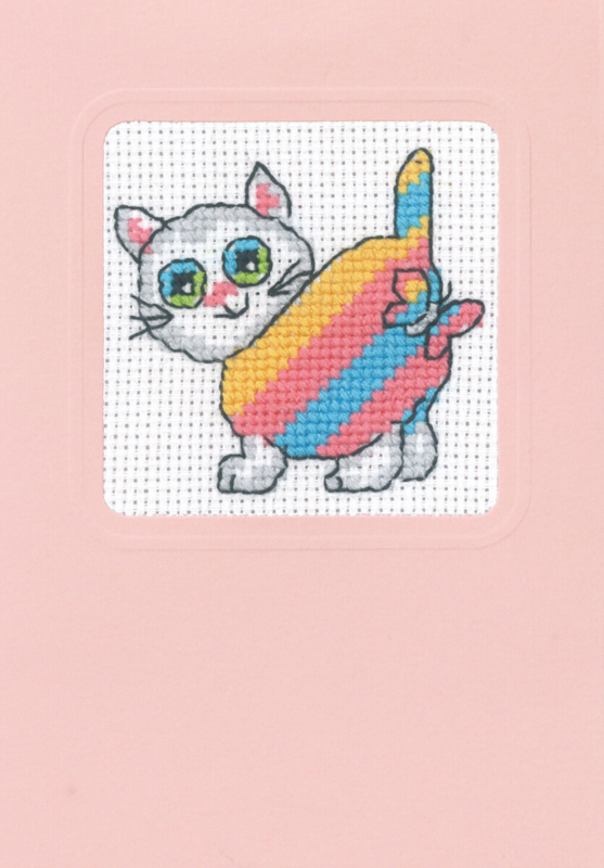 Kit de bordado Gato con rayas diagonales 9 x 13 cm