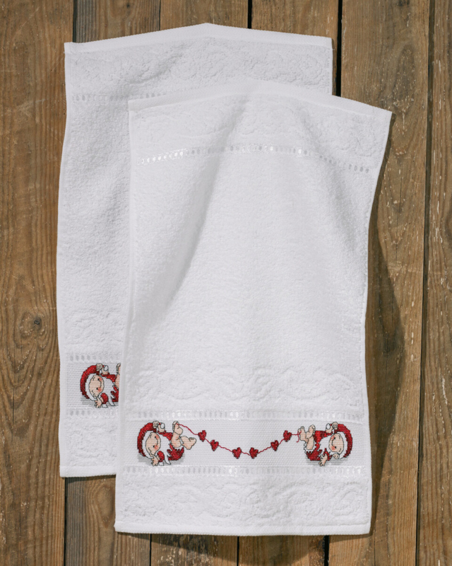 Kit de bordado Duendes de corazón 2 ud 30 x 50 cm