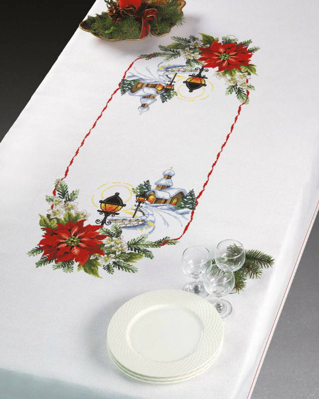 Kit de bordado Estrellas de Navidad / faroles 140x230 cm