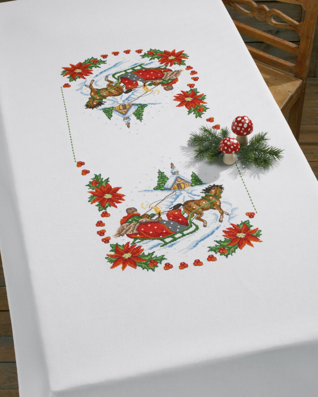 Kit de bordado Iglesia, Trineo y Estrella 140x220 cm