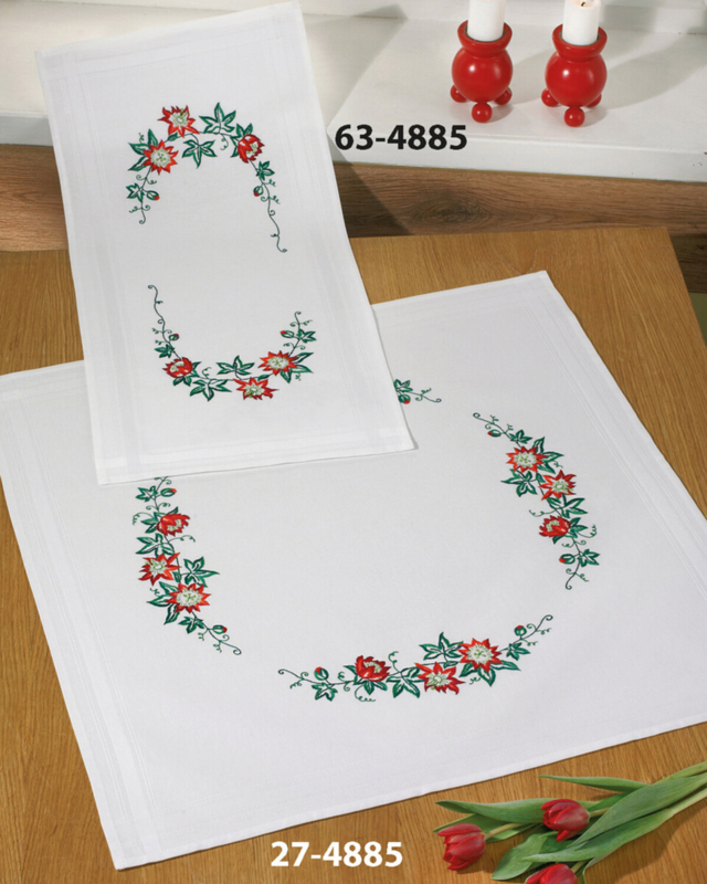 Kit de bordado Rosas de Navidad 40 x 80 cm