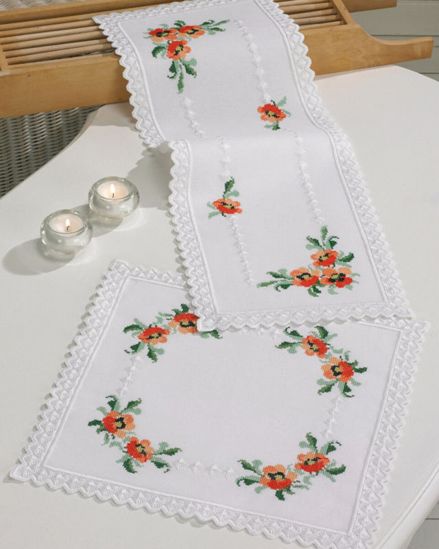 Kit de Bordado Amapolas 28 x 68 cm