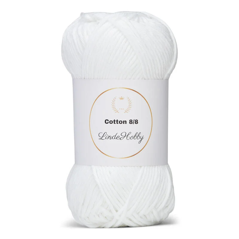 LindeHobby Cotton 8/8 – Natural Harmony, 10 ovillos 019 Bianco