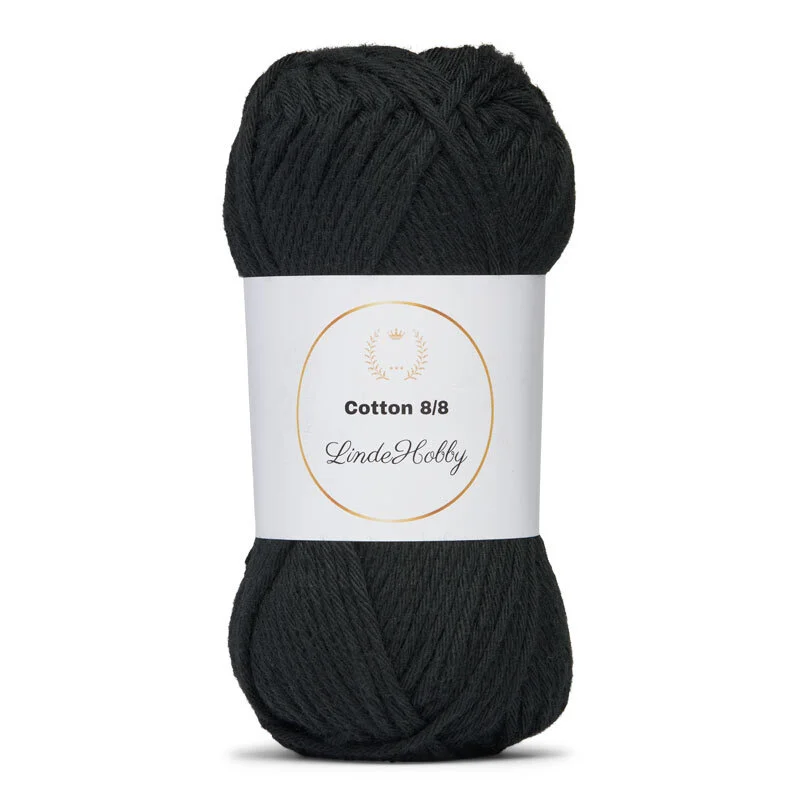 LindeHobby Cotton 8/8 – Natural Harmony, 10 ovillos 108 Nero TX