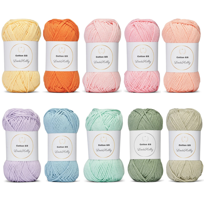 LindeHobby Cotton 8/8 - Soft Pastel Dream, 10 ovillos