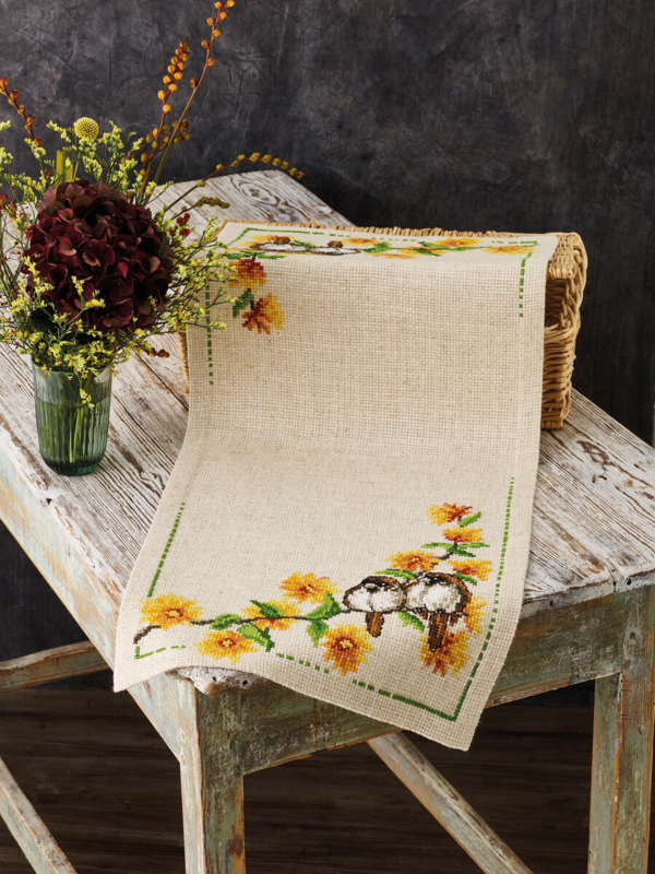 Kit de bordado Ranúnculo & Gorrión 36 x 86 cm