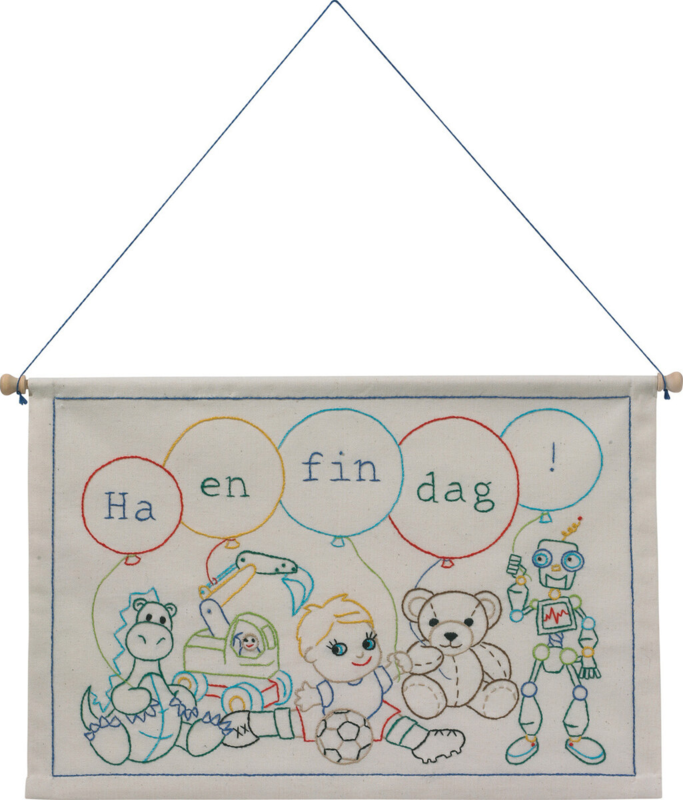 Kit de bordado Que tengas un buen día chico 27 x 40 cm