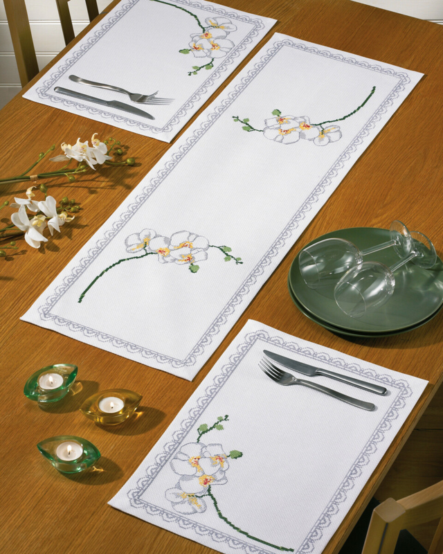 Kit de bordado Orquídea 31 x 94 cm