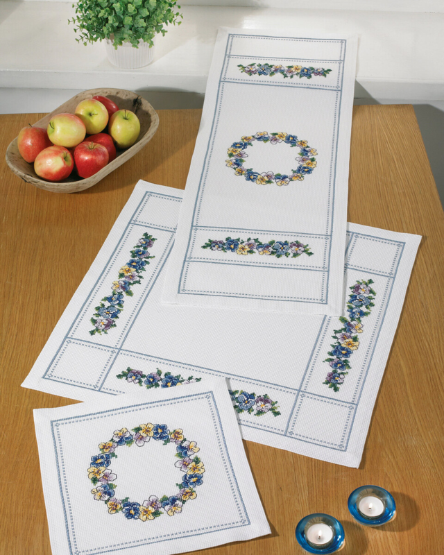 Kit de Bordado Violetas 34 x 94 cm