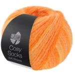 Lana Grossa Cosy Socks Soft Stripes 112 Naranja pálido/mandarina/naranja