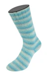 Lana Grossa Cosy Socks Soft Stripes 110 Gris claro/menta/turquesa menta/turquesa/petróleo claro