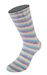Lana Grossa Cosy Socks Multi Stripes 153 Lavanda/azul grisáceo/salmón/crema/turquesa
