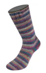 Lana Grossa Cosy Socks Multi Stripes 158 Petróleo/fucsia oscuro/oliva/turquesa menta/rojo oscuro