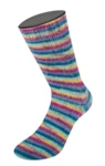 Lana Grossa Cosy Socks Multi Stripes 155 Petróleo oscuro/turquesa claro/amarillo/orquídea/violeta gris