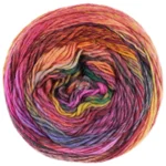 Lana Grossa Colorissimo 218 PRosa/Fucsia/Amarillo yema/Gris amarillo/Naranja/Marrón rojizo/Gris verde/Rojo negro