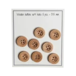 Go Handmade Botones de Madera con Pespuntes (8 piezas): 15 mm