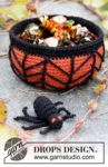Extra 0-1171 Creepy Candy by DROPS Design — Cesta de Halloween de unos 12 cm de diámetro y 6 cm de alto, con araña. — 1