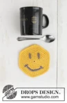 Extra 0-1390 I See You by DROPS Design — Posavasos de unos 11 cm de diámetro. Pesa unos 20 g; el gris oscuro se usa para ojos y boca. — 1