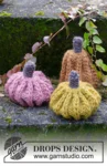 Extra 0-1500 Cinderella's Pumpkins by DROPS Design — Tres calabazas: cobre de unos 13 cm de alto, malva y curry de unos 10 cm. Cada ovillo se incluye según la lista del conjunto. — 3