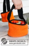 Extra 0-780 Trick or Treat! by DROPS Design — Pequeñas cestas de Halloween de unos 10–15 cm de diámetro. — 2