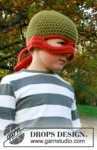 Children 37-24 Pizza Ninja by DROPS Design — Gorro para 1/2, 3/4, 5/6 y 7/8 años; cabeza: 44/48, 50/52, 52/53 y 53/54 cm. — 1