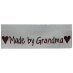 Go Handmade Etiqueta tejida, doble cara, 50 x 11,5 mm, 10 piezas Made by Grandma