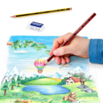 STAEDTLER Noris Club Lápices de Colores + Lápiz y Goma de Borrar, 12 + 2 piezas