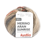 Katia Merino Aran Sunrise 300 Marrón Pálido-Rojo Óxido-Azul Vaquero