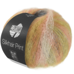Lana Grossa Silkhair Print 440 Vainilla/crema/naranja/turquesa/amarillo mostaza/fruta del bosque