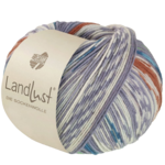 Lana Grossa Landlust Die Sockenwolle 614 Gris/Blanco/Petróleo claro/oscuro/Amarillo ocre/Verde mayo