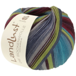 Lana Grossa Landlust Die Sockenwolle 133 Burdeos/Rojo vino/Turquesa/Pistacho/Azul grisáceo/Claro-/Menta petróleo/Claro-/Gris ratón a rayas