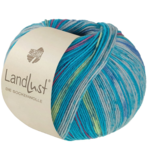 Lana Grossa Landlust Die Sockenwolle 612 Azul turquesa/Gris claro/Azul/Azul claro/Verde suave/Rosa lirio